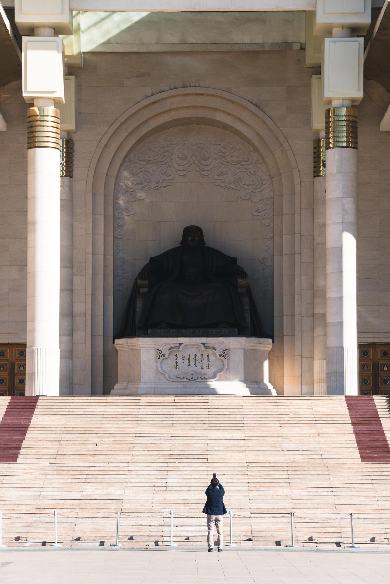 Admiring the Statue